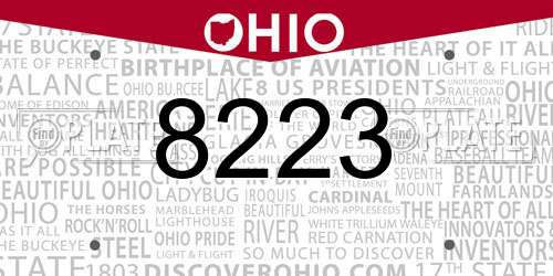 8223 Ohio License Plate