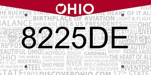 8225DE Ohio License Plate