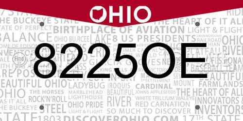 8225OE Ohio License Plate