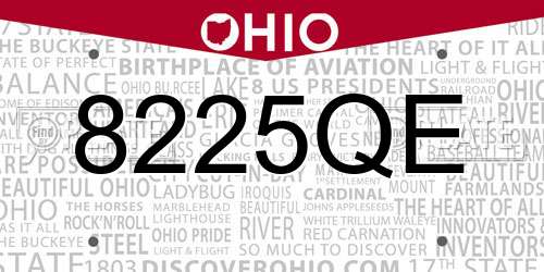 8225QE Ohio License Plate
