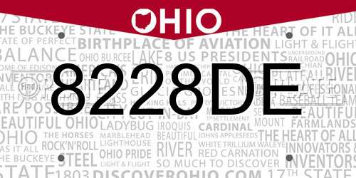 8228DE Ohio License Plate