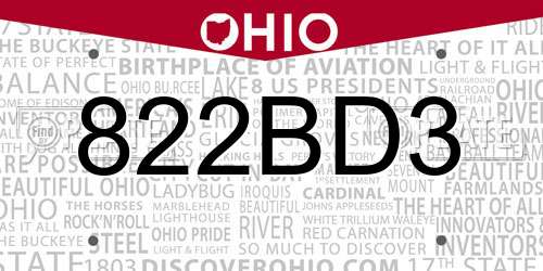822BD3 Ohio License Plate