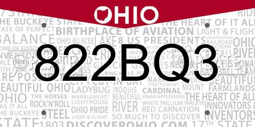 822BQ3 Ohio License Plate