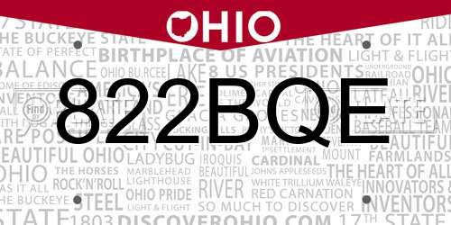 822BQE Ohio License Plate