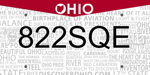 822SQE Ohio License Plate
