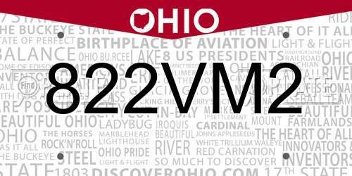 822VM2 Ohio License Plate