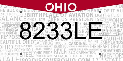 8233LE Ohio License Plate