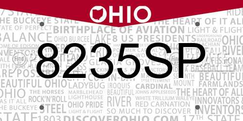 8235SP Ohio License Plate