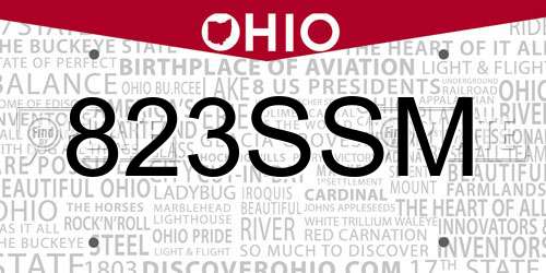 823SSM Ohio License Plate