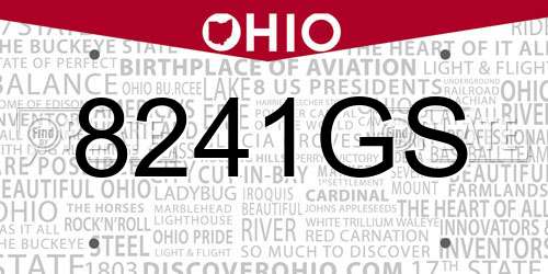 8241GS Ohio License Plate