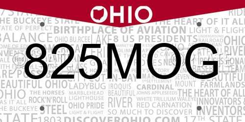 825MOG Ohio License Plate