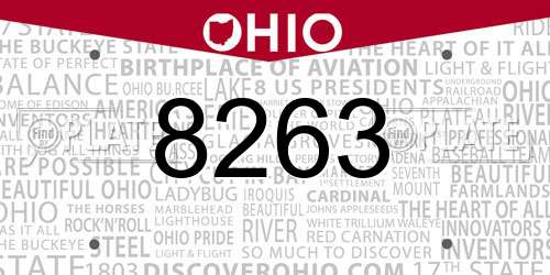8263 Ohio License Plate