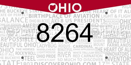 8264 Ohio License Plate