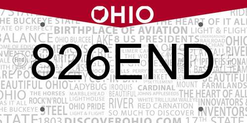 826END Ohio License Plate