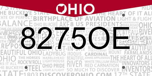 8275OE Ohio License Plate
