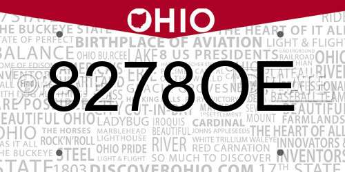 8278OE Ohio License Plate