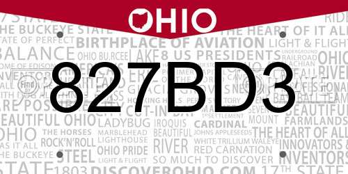 827BD3 Ohio License Plate