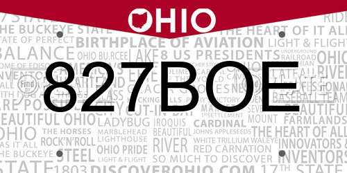 827BOE Ohio License Plate
