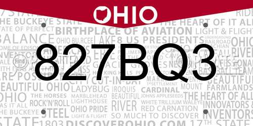 827BQ3 Ohio License Plate