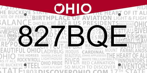 827BQE Ohio License Plate