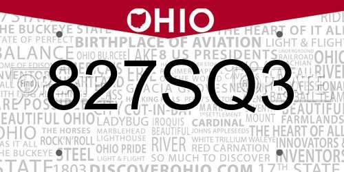827SQ3 Ohio License Plate