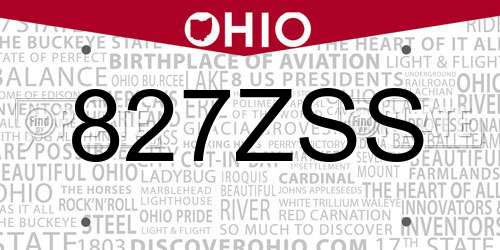 827ZSS Ohio License Plate