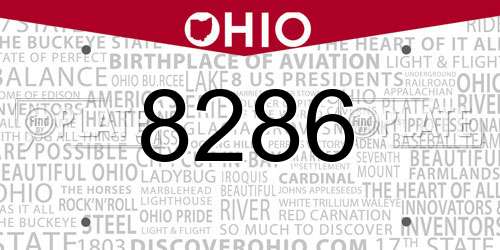 8286 Ohio License Plate