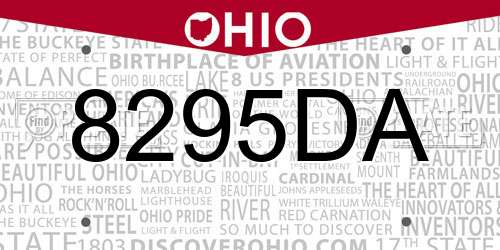 8295DA Ohio License Plate