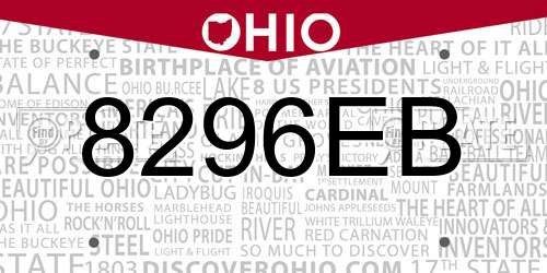 8296EB Ohio License Plate