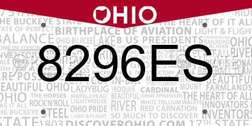 8296ES Ohio License Plate