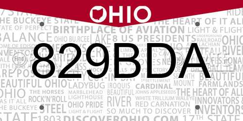829BDA Ohio License Plate
