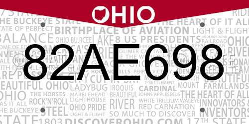 82AE698 Ohio License Plate