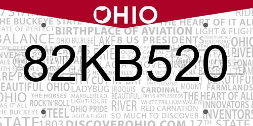 82KB520 Ohio License Plate