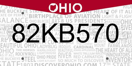 82KB570 Ohio License Plate