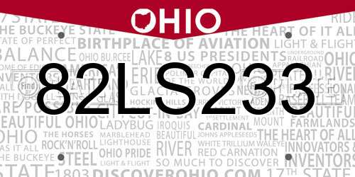 82LS233 Ohio License Plate