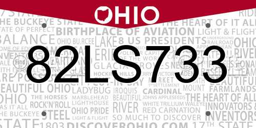 82LS733 Ohio License Plate