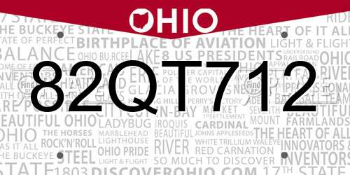82QT712 Ohio License Plate