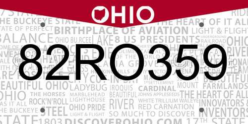 82RO359 Ohio License Plate