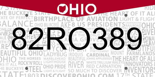 82RO389 Ohio License Plate