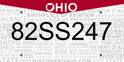 82SS247 Ohio License Plate
