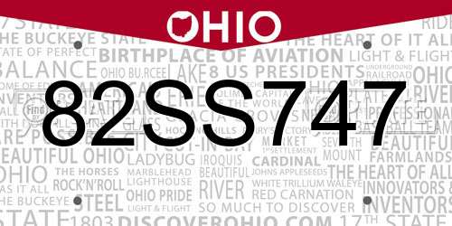 82SS747 Ohio License Plate