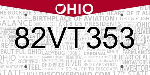 82VT353 Ohio License Plate