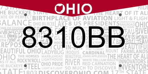 8310BB Ohio License Plate