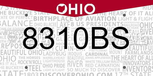 8310BS Ohio License Plate