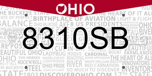 8310SB Ohio License Plate