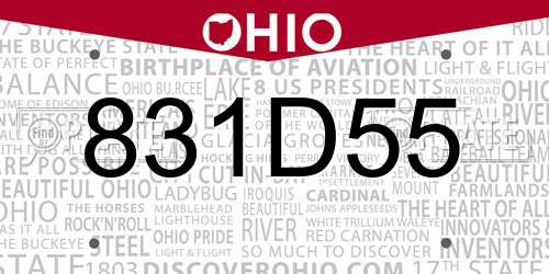 831D55 Ohio License Plate