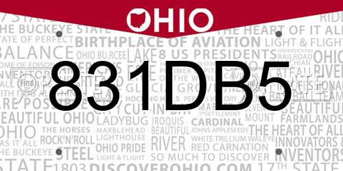 831DB5 Ohio License Plate