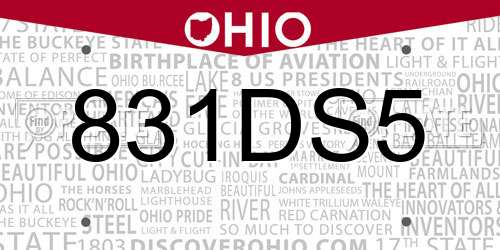 831DS5 Ohio License Plate
