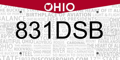 831DSB Ohio License Plate