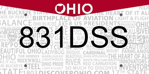 831DSS Ohio License Plate